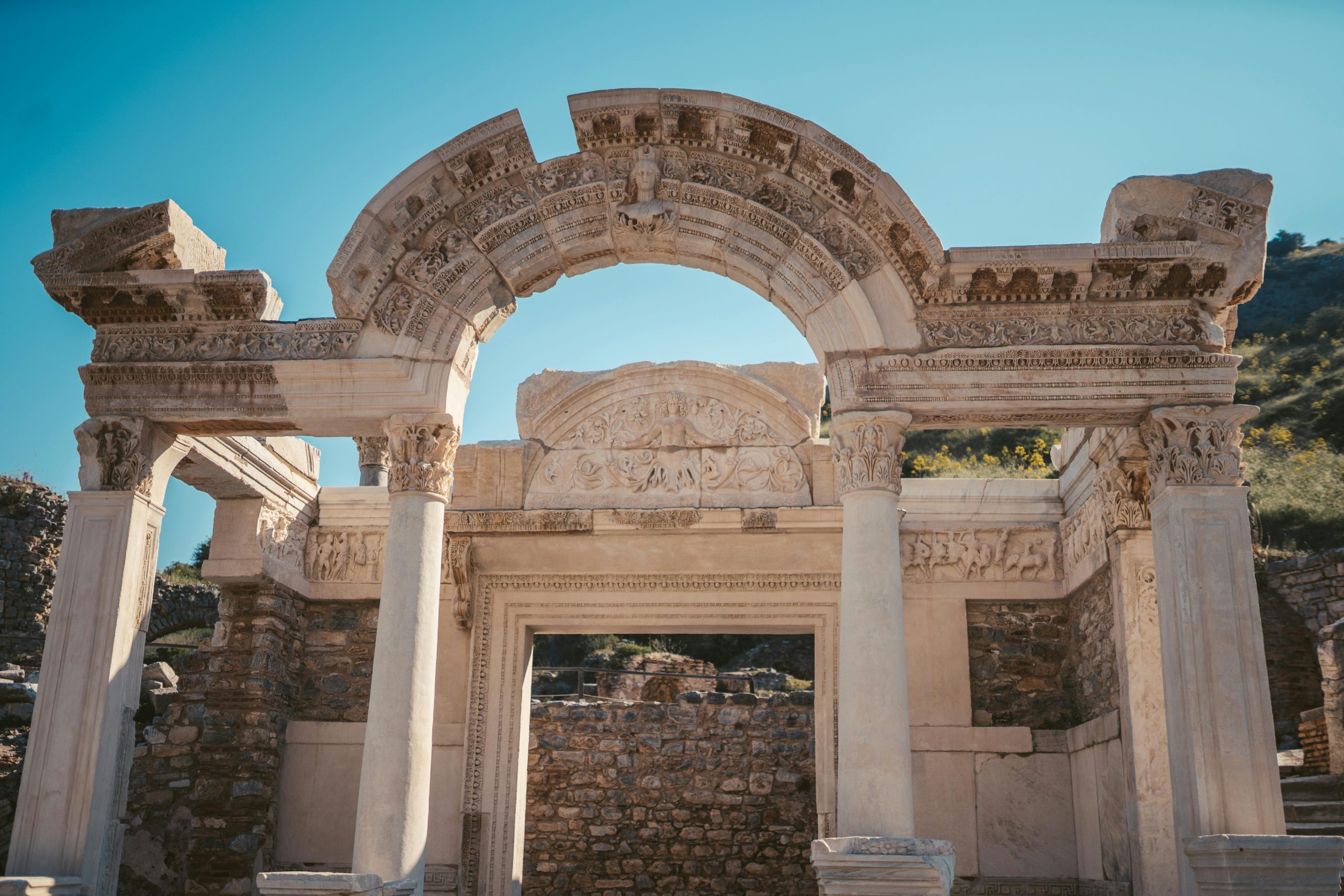 Explore the magnificence of the Temple of Hadrian situated in Ephesus, Turkey.